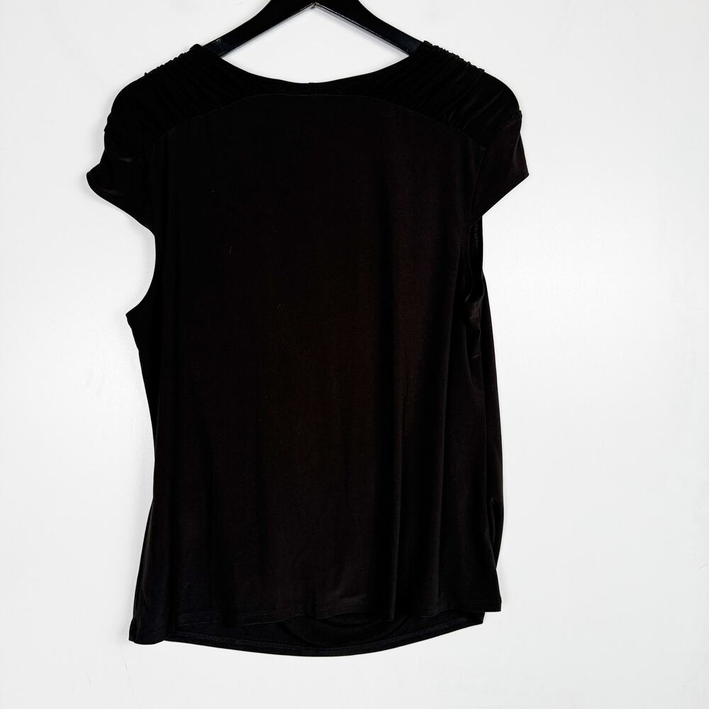 White House Black Market Cap Sleeve Draped Neckline Blouse Top - L - Picture 5 of 9